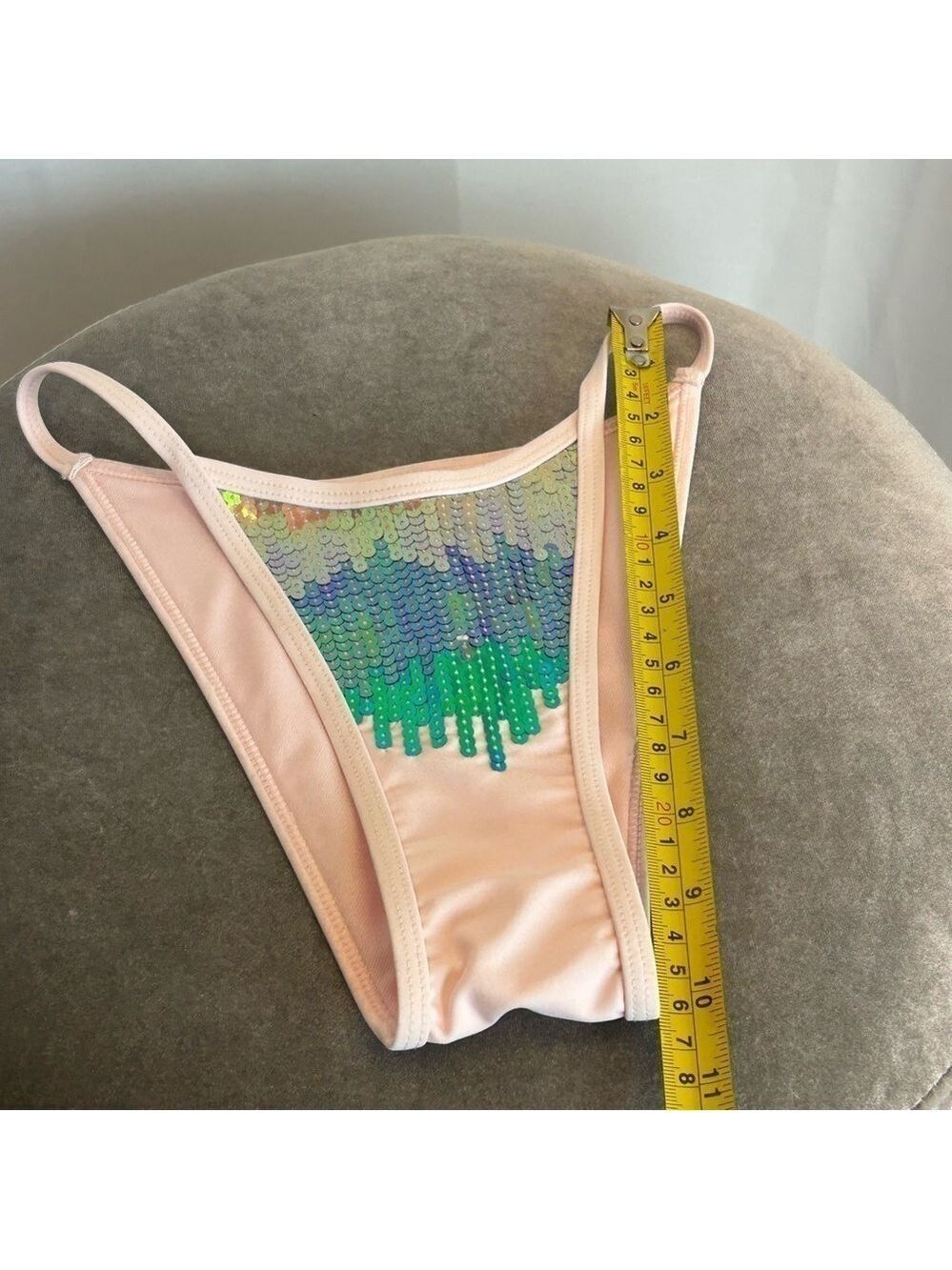 Wild Fable light pink sequin high waisted bikini bottoms Sz XXS NWOT - Picture 8 of 9